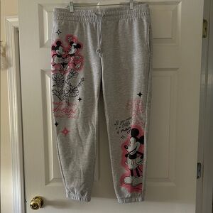 Disney Gray Joggers with Mickey and Minnie Graphics